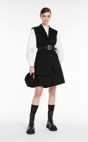 Max Mara Belted Jersey Waistcoat Blazere Sort | MMR594097