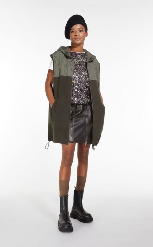 Max Mara Gilet In Technical Fabric And Uld Padded Mørke | MMR593988