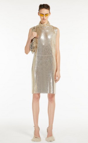 Max Mara Metallic-knit With Cut-out Detail Kjole Lyserød | MMR593284