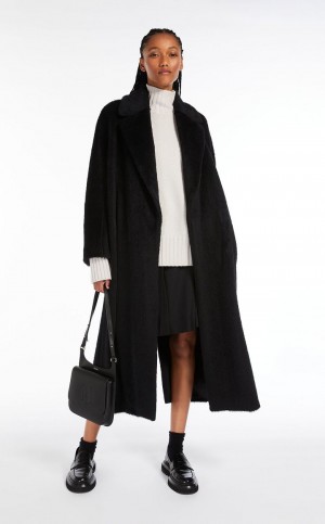 Max Mara Oversized Alpaca And Uld Frakker Sort | MMR593841