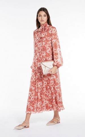 Max Mara Printed Georgette Kjole Lyserød | MMR593326