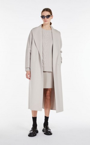 Max Mara Uld And Cashmere Robe Frakker Lysegrå | MMR593853