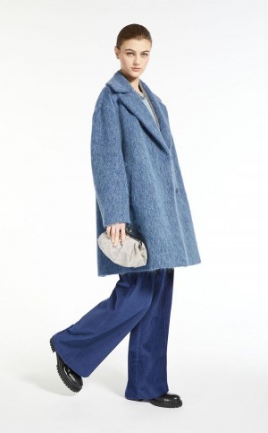 Max Mara Uld, Mohair And Alpaca Frakker Blå | MMR593918