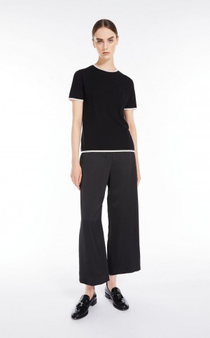 Max Mara Uld Yarn T-shirt Strikkevarer Sort | MMR593455