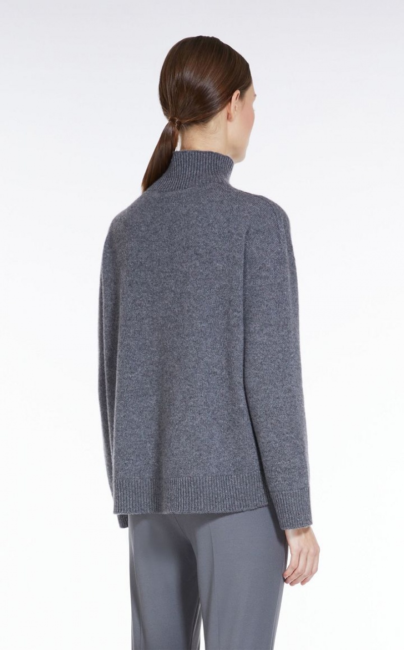 Max Mara Cashmere Yarn Polo-neck Strikkevarer Grå | MMR593451