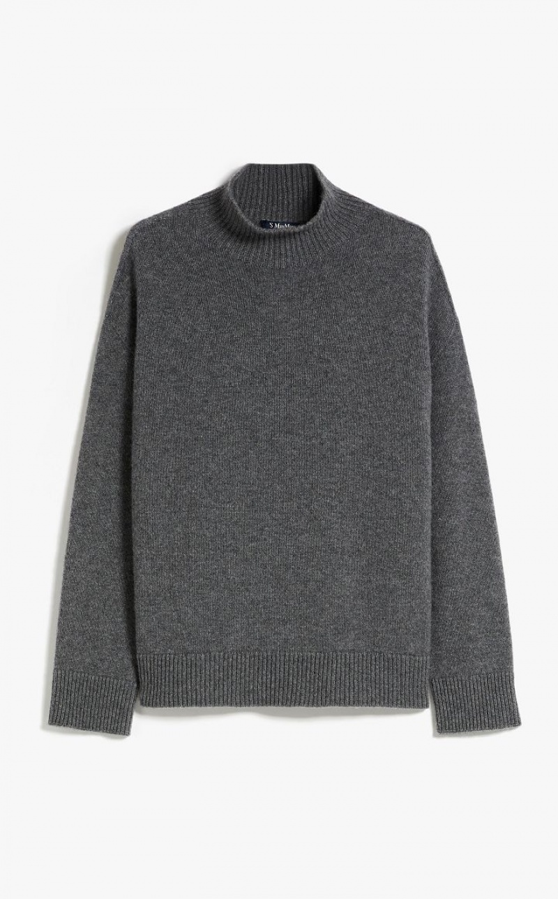 Max Mara Cashmere Yarn Polo-neck Strikkevarer Grå | MMR593451