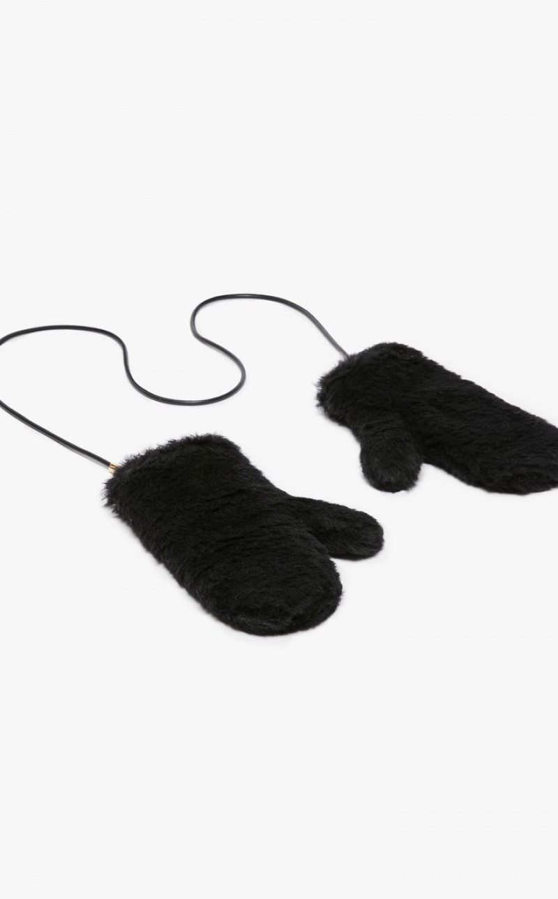 Max Mara Mittens In Teddy Fabric Handsker Sort | MMR594234